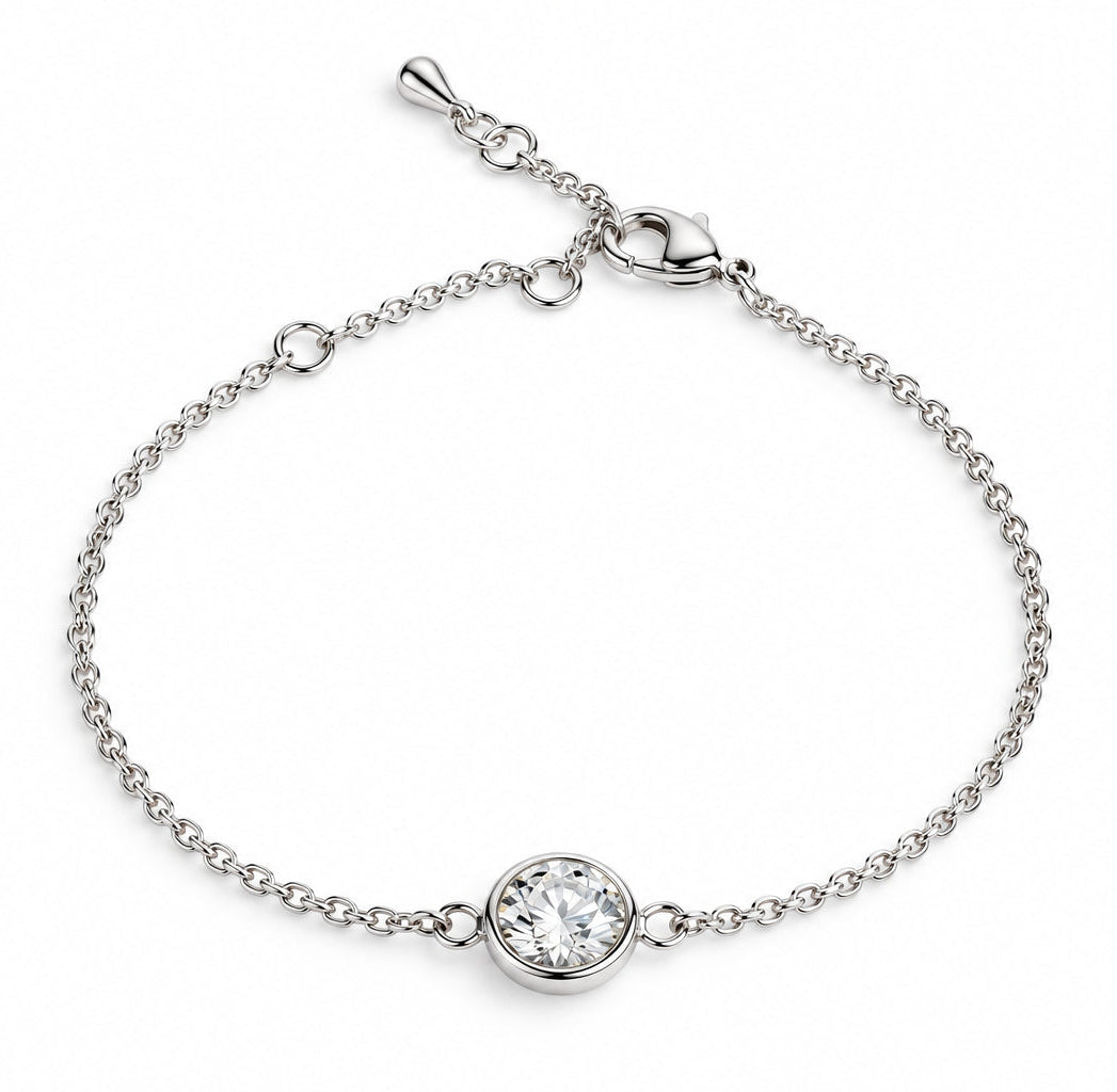 Minimalist spherical white  gemstone chain Silver finish