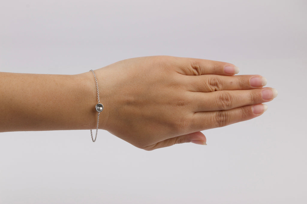 Minimalist spherical white  gemstone chain Silver finish