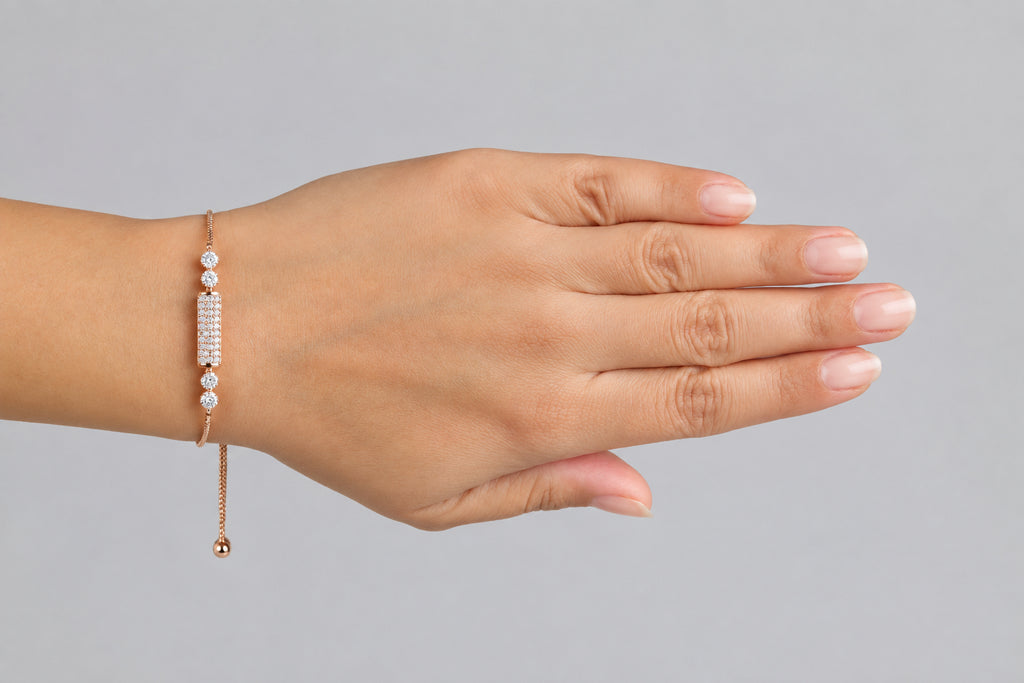 Pave crystal barrel centre piece 14K rose gold finish