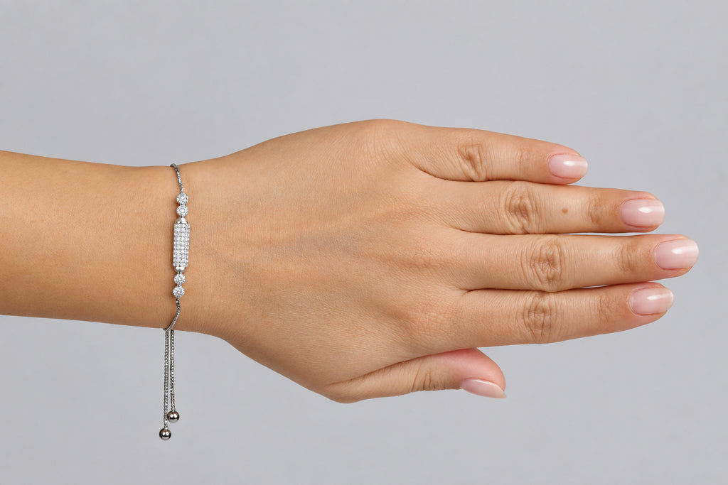 Pave crystal barrel centre piece  silver finish