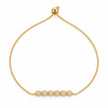 Six textured- bead adjustable bolo bracelet 18K gold finish