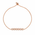 Six textured- bead adjustable bolo bracelet 18K rose gold finish