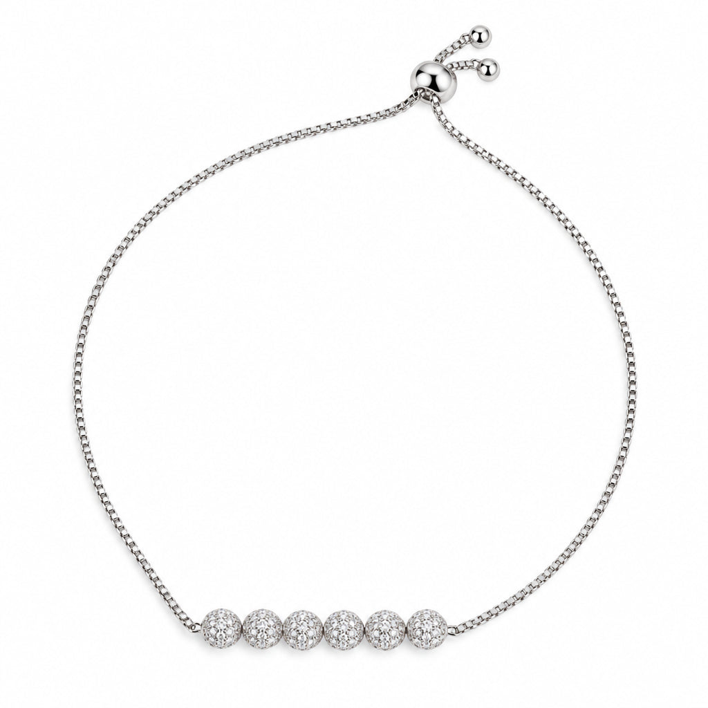 Six textured- bead adjustable bolo bracelet silver finish