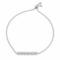 Six textured- bead adjustable bolo bracelet silver finish