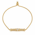 Pave Channel-set Stone Bolo slider Braclet 18K gold finish