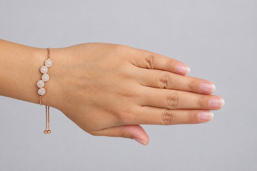 Five Filigree Spherical Beads Box Chain 18K Rose Gold Finish