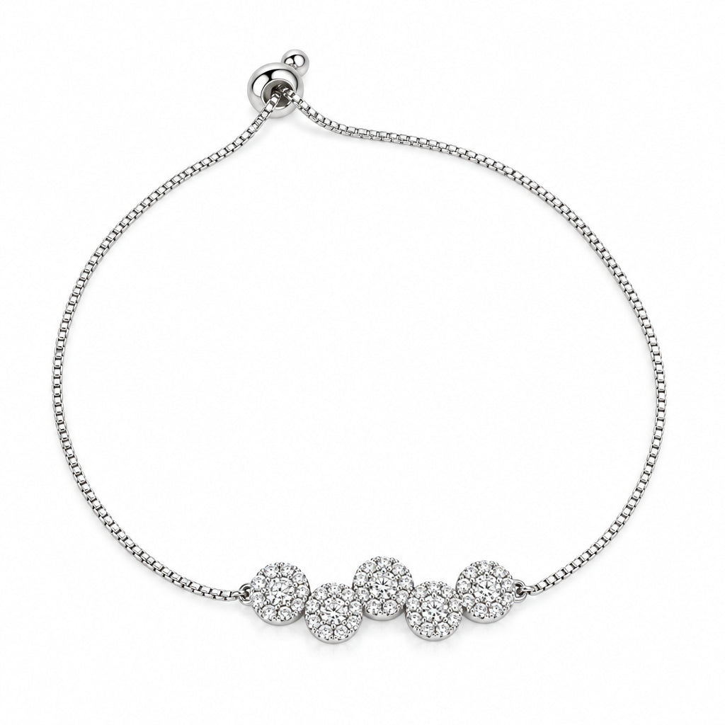 Five texture Bead adjustable Bolo Bracelet  Silver Finish