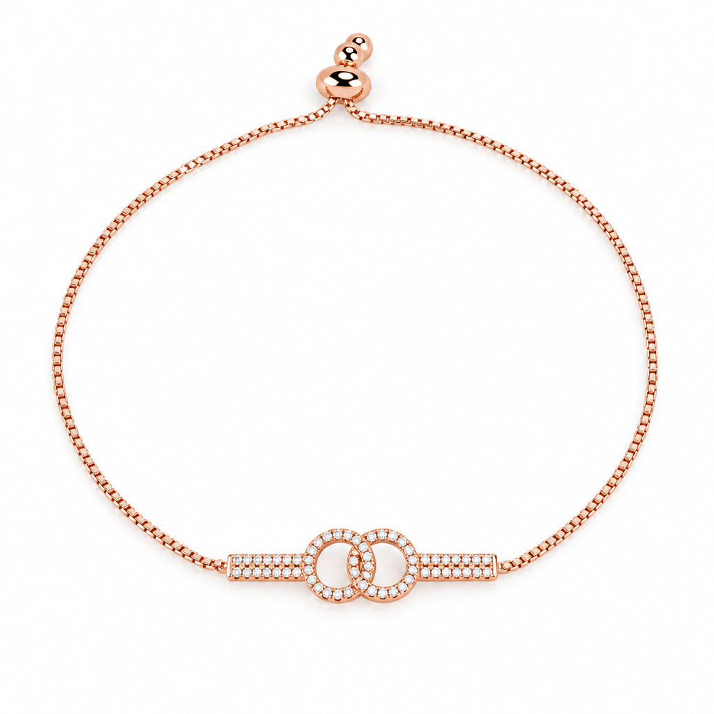 Double-Circle motif set with Shimmeing Accents 14K Rose Gold Finish
