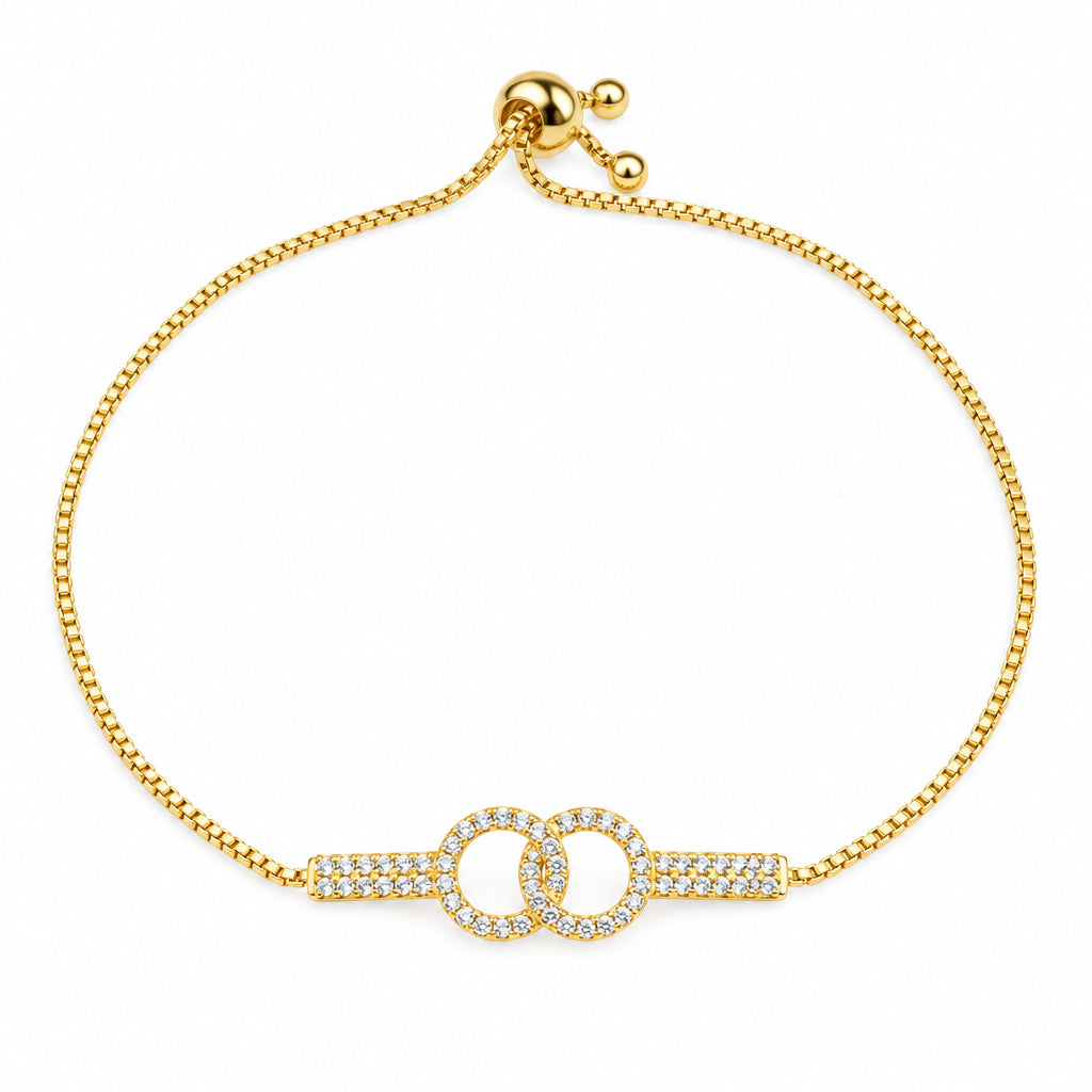 Double-Circle motif set with Shimmeing Accents 18K Gold Finish