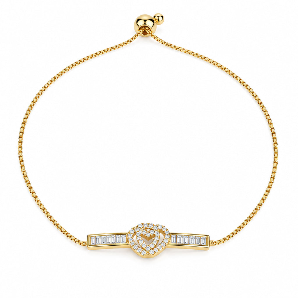 Double-heart motif set with Shimmeing Accents 18K Gold Finish