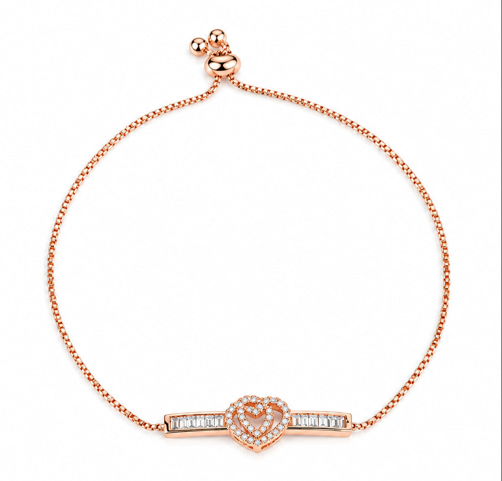 Double-heart motif set with Shimmeing Accents 18K rose Gold Finish
