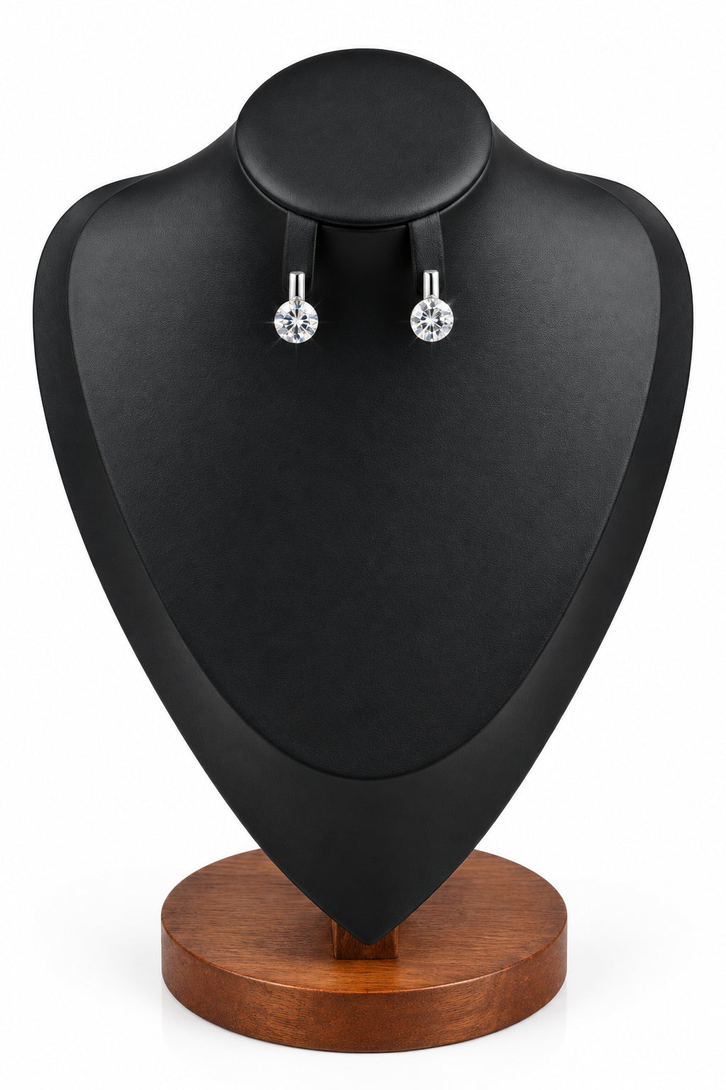 Round Crystal Drop Earrings Silver Finish