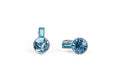 Light Blue Round Crystal Drop Earrings Silver Finish