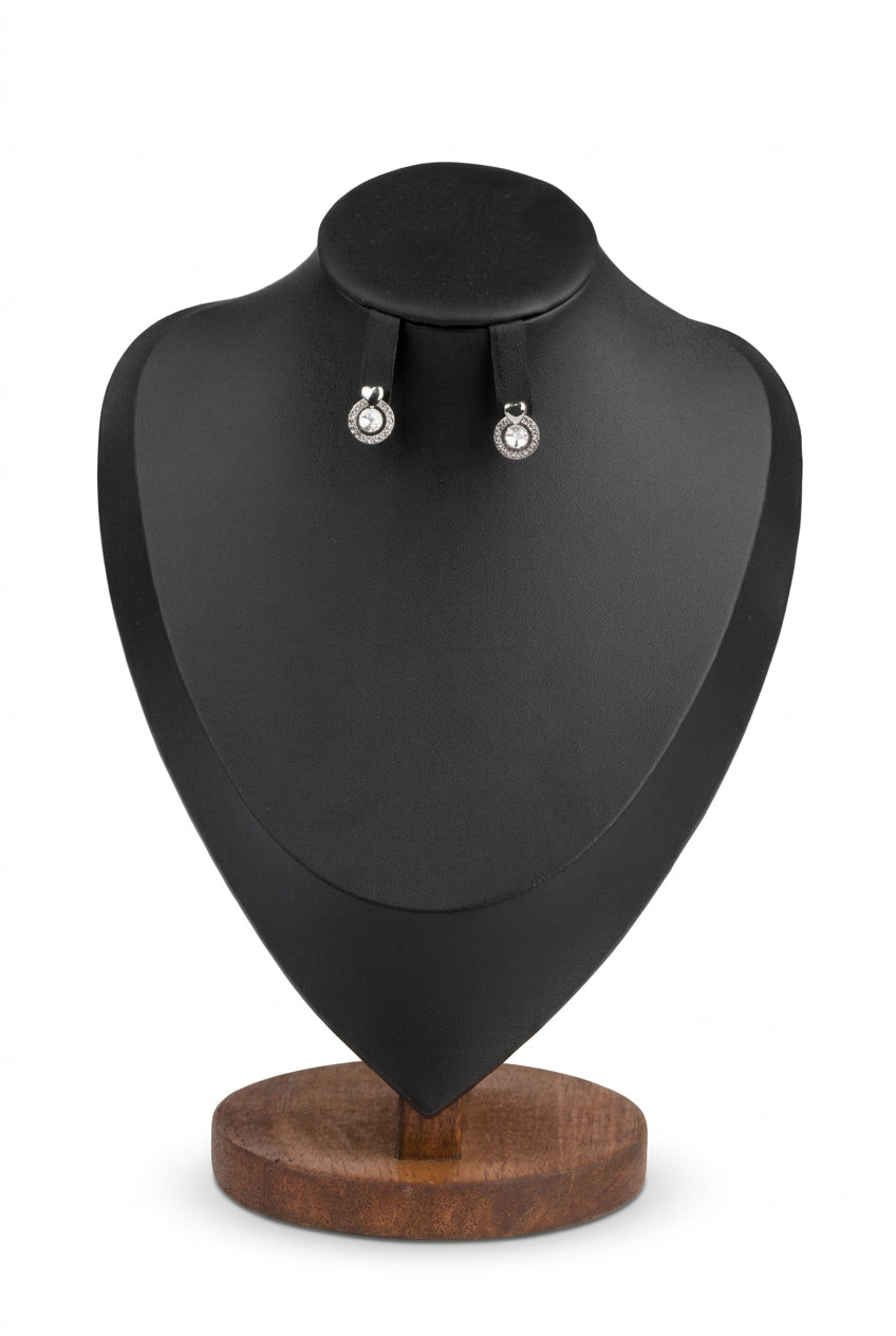 Round Hola with Heart Detail Earrings Silver Finish