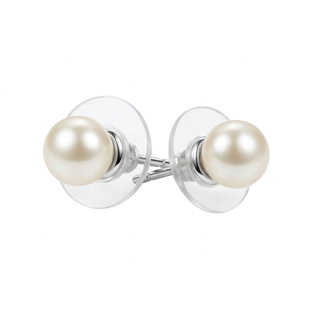 Classic White Simulated Pearl Stud Earring Small