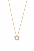 Pave Floral Pendant Necklace 18K Gold Finish