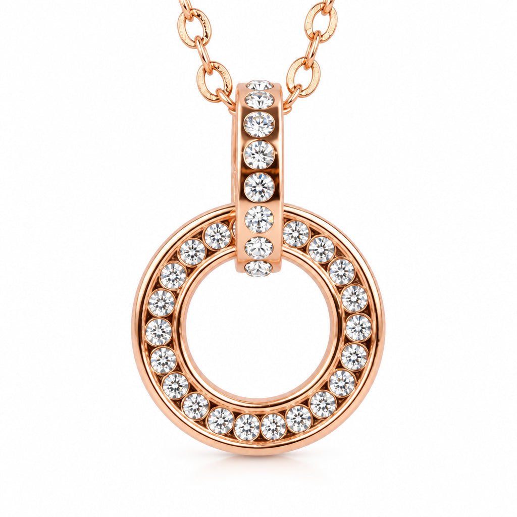 Interlocking Circles Pendant 18K Rose Gold Finish