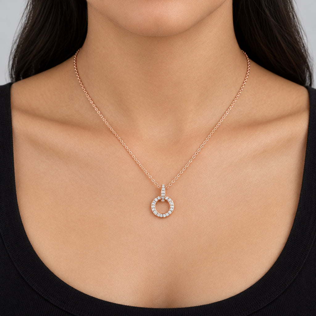 Interlocking Circles Pendant 18K Rose Gold Finish