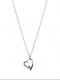 Open Heart Pendant Necklace with Solitaries Crystal Silver Finish