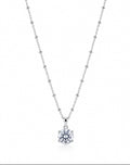 Solitarie Crystal Pendant with Beaded Satellite Chain Silver Finish