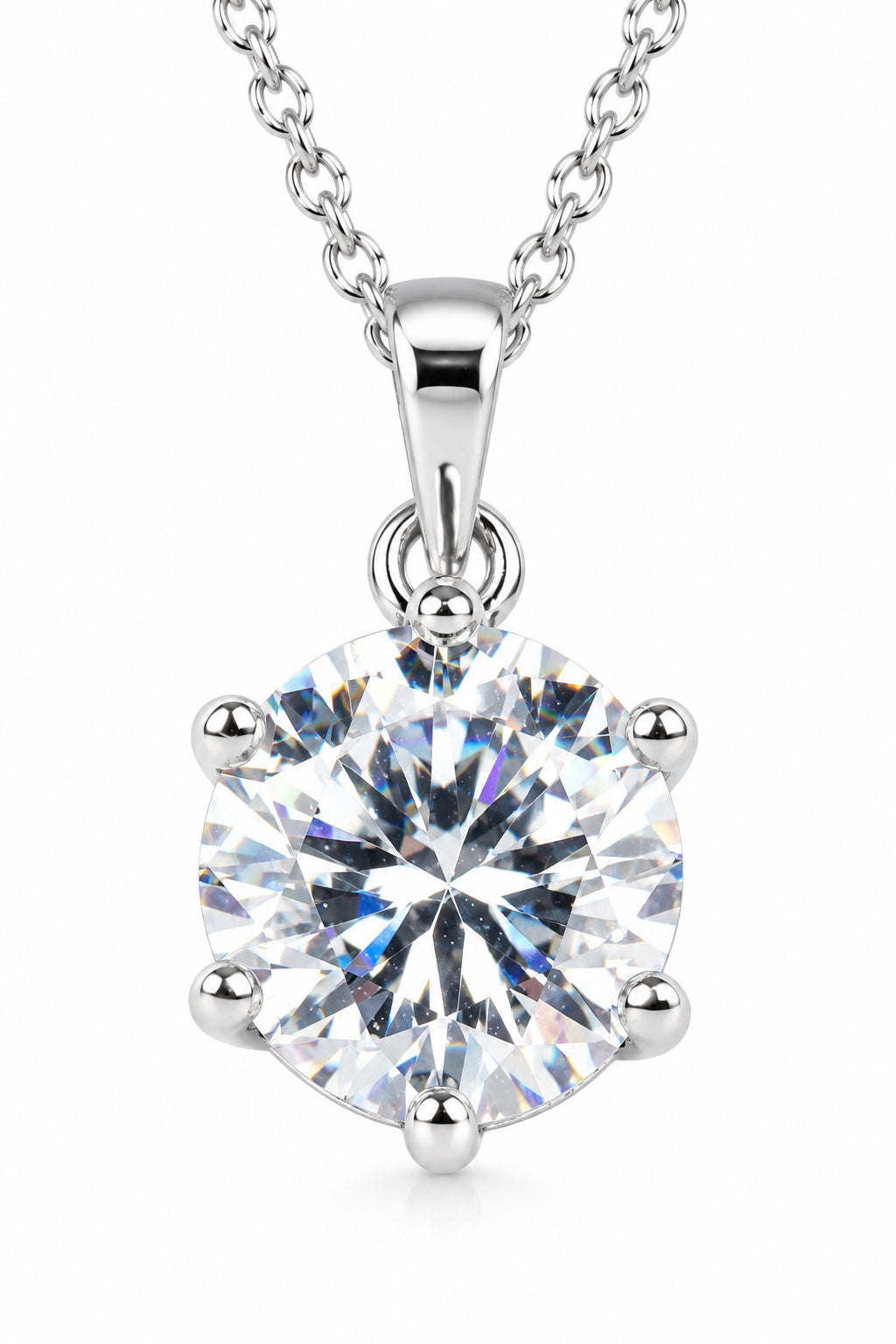 Solitarie Crystal Pendant with Beaded Satellite Chain Silver Finish